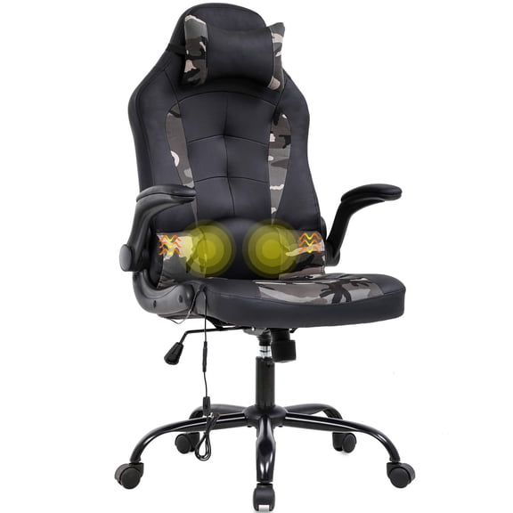 BestOffice Massage PC Gaming Chair, Lumbar Support, Rolling Swivel for Men, Women(Camo)