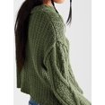 thumbnail image 6 of Women'S Oversized Fall Sweaters Casual Long Sleeve Crewneck Chunky Cable Knit Pullover Tops Winter Clothes Green L, 6 of 9