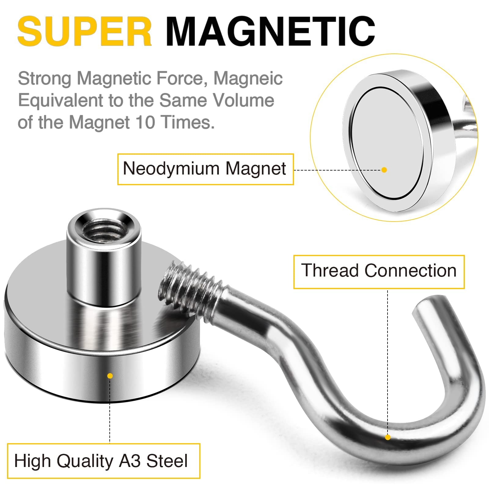 NAISHIER Magnetic Hooks, 30 lbs. Capacity (19-Pack) photo 6