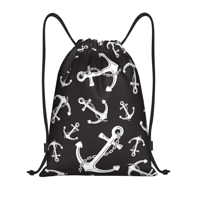 Fotbe Anchor Bolsa Mochila con Cordón Estampada, Bolsa de Gimnasio Deportiva, Bolsa Cinch, Bolsa con Cordón para Hombres y Mujeres-Medium