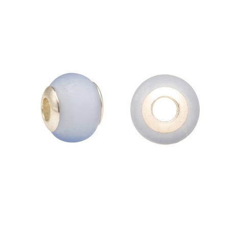 Glass Lampwork Charms Lavender Opaque Glass Large Hole Beads Murano Lampwork European Glass Crystal Charms Beads Spacers Fit Pandora Troll Chamilia Carlo Biagi Zable Snake Chain Charm Bracelets 11x14mm 4pcs ()