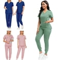 thumbnail image 4 of Women Scrub Set Nurse Workwear V Neckline Machine Washable Top and Pants// O4R6, 4 of 8