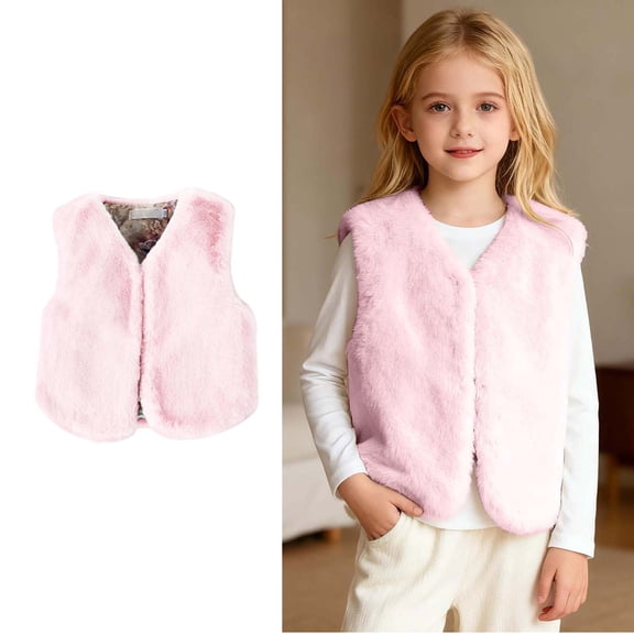 Toddler Girls Fuzzy Vest Pink Vest for Girls Cozy Warm Winter Clothes Girls Winter Jackets Size 2-3 Years