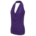 thumbnail image 2 of Doublju Womens Sleeveless Halter Neck Draped Blouse Tops (Female Plus Size Available), 2 of 5