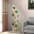 thumbnail image 4 of Costway 6 Tier Potted Metal Plant Stand Rack Curved Stand Holder Display Shelf with Hook White, 4 of 10