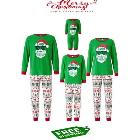 

Family Matching Nightwear Set Letter Santa Claus Floral Print Christmas Pajamas For Family