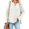 thumbnail image 1 of Prendas de punto Suéter de punto casual de color puro con botones y cuello redondo de manga larga para mujer Beige XL, 1 of 6