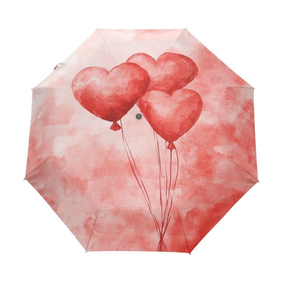 BZSMCE One-Touch Auto Open Close Rain Umbrella With Creative Love in The Air Pattern