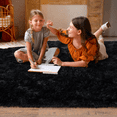thumbnail image 4 of Super Fluffy Area Rugs Black 8x10, Large Modern Shag Dark‌ Black Rugs for Living Room, Big Soft P Large Under Bedroom Carpet, Non Slip, Soft Thick Nursery Kids Room Dorm Home Dr, 4 of 5
