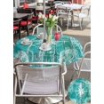 thumbnail image 5 of Outdoor Tablecloth with Umbrella Hole for Patio/Picnic/Party/Camping, Summer Coastal Waterproof Table Cloth Round Cover Washable, Ocean Compass Starfish Shell Conch Blue Green (Dia 60"), 5 of 8