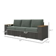 thumbnail image 3 of 3-Seat Outdoor Patio Sofa with Cushions, PE Rattan Wicker Couch, Dark Gray - Wide Armrests, Garden Furniture, 3 of 9