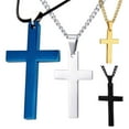 thumbnail image 3 of Mode Hommes Simple Croix Pendentif Alliage Collier Chaîne Bijoux Cadeau de Noël, 3 of 10