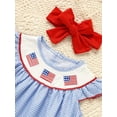 thumbnail image 3 of MORTTIC Baby Girl's 4th Of July Themed Dress Gingham American Flag White Blue Color Block Independence Day Dresses, 3 of 6