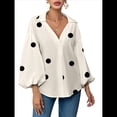 thumbnail image 3 of Blusa Holgada de Larga con Cuello Semiabierto y Lunares Franceses para Mujer Lunares Color Albaricoque M, 3 of 8