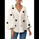 thumbnail image 3 of Blusa Holgada de Larga con Cuello Semiabierto y Lunares Franceses para Mujer Lunares Color Albaricoque S, 3 of 8