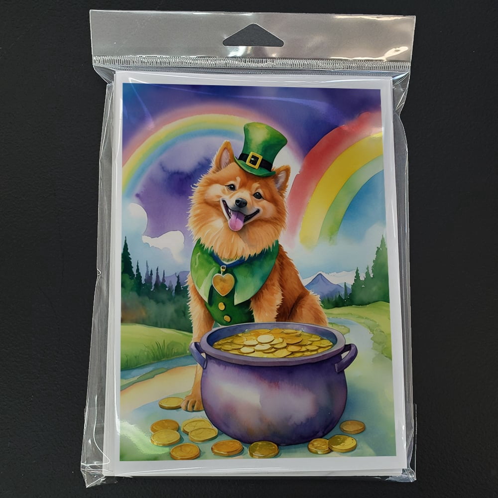 Finnish Spitz St Patrick's Day Greeting Cards Pack of 8 7 in x 5 in