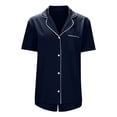 thumbnail image 6 of yillto Women Satin Pajamas Sets Silky Shorts 2 Piece Short Sleeve Sleepwear Soft Button down Loungewear Pjs, 6 of 7