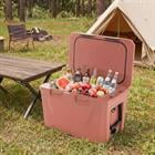 Barara King Stylish Insulated Hard Shell Ice Chest with Cup Holders Bottle Opener and Drain Plug for Outdoor Beach Picnic and Feminine Cold Storage, Pink