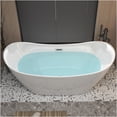 thumbnail image 3 of JERFIT 59 Inch Gloss White Acrylic Freestanding Bathtub with Chrome Overflow Drain, Modern Soaking Tub for Bathroom, 3 of 10