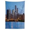 thumbnail image 3 of Ambesonne Chicago Skyline Tablecloth Rectangular Table Cover, Big City Sunset, 60"x84", Blue Orange Taupe, 3 of 4