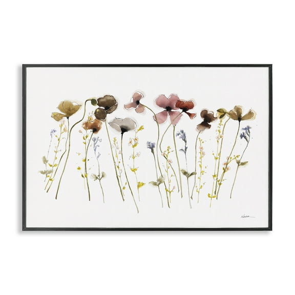 Stupell Industries Spring Poppy Sprigs Botanical & Floral Painting Black Framed Art Print Wall Art, 18 x 12