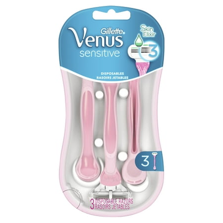 (6 counts) Gillette Venus Sensitive Women's Disposable Razors - 2 pack of 3 (Best Wet Razor For Sensitive Skin)