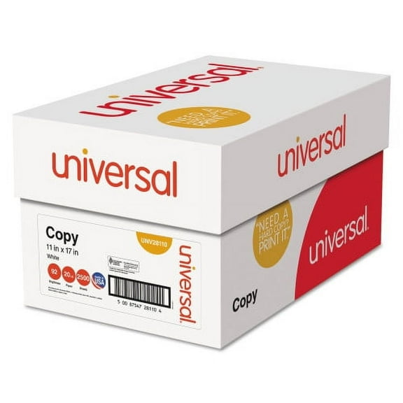 Universal Copy Paper, 92 Bright, 20 lb Bond Weight, 11 x 17, White, 500 Sheets/Ream, 5 Reams/Carton (28110)