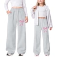 thumbnail image 2 of Big Girls Sweatpants Pants Printed Jogger Pants Athletic Trousers with Elastic Waist Pants Size 10-11T ,Purple, 2 of 3