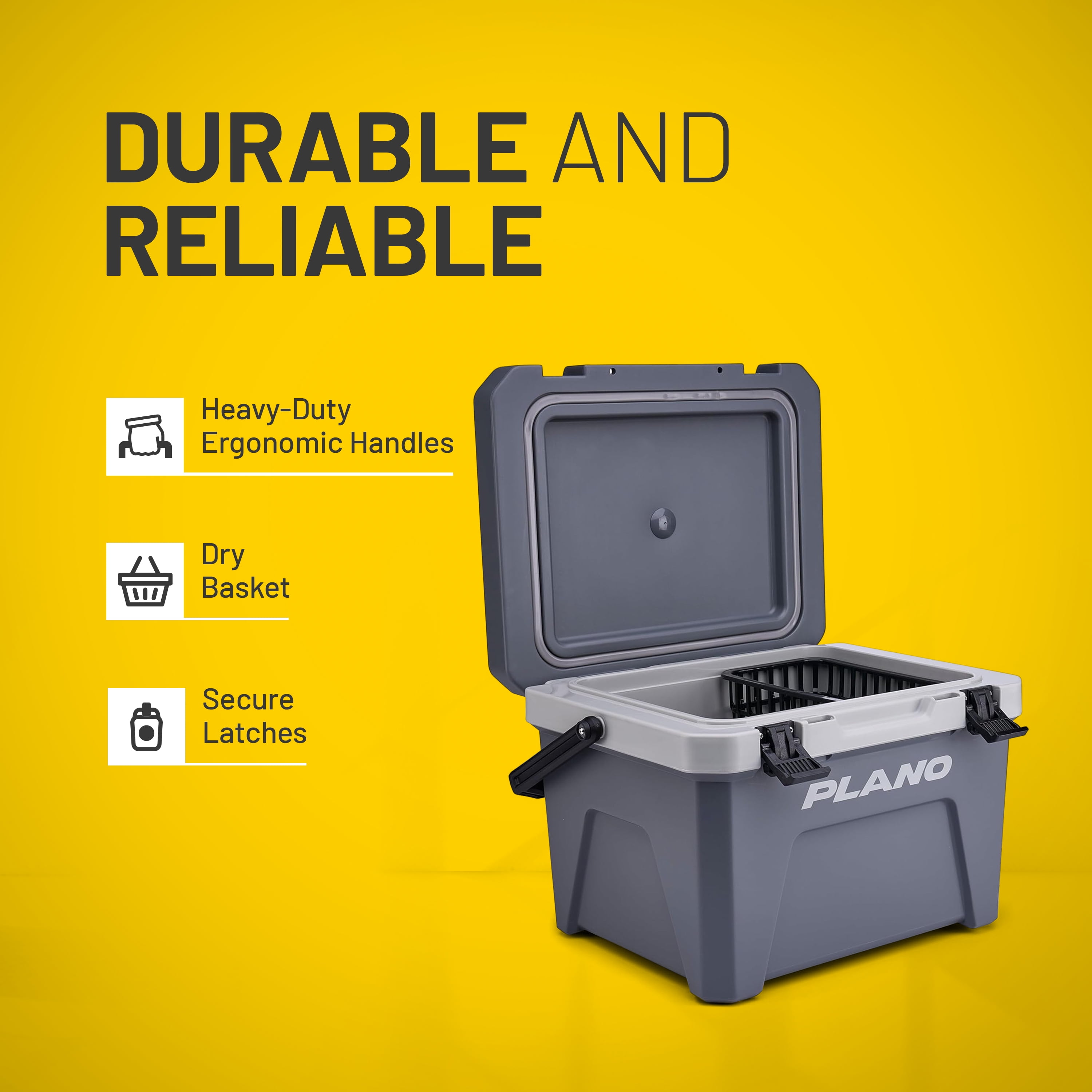 Plano Frost 21 Quart Heavy Duty Cooler w/ Built In Bottle Opener and Dry Basket, Storm Gray