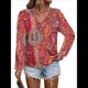 thumbnail image 1 of Blusas Casuales de Larga con Cuello en V y Estampado Bohemio para Mujer 4 Colores Mezclados XL, 1 of 7