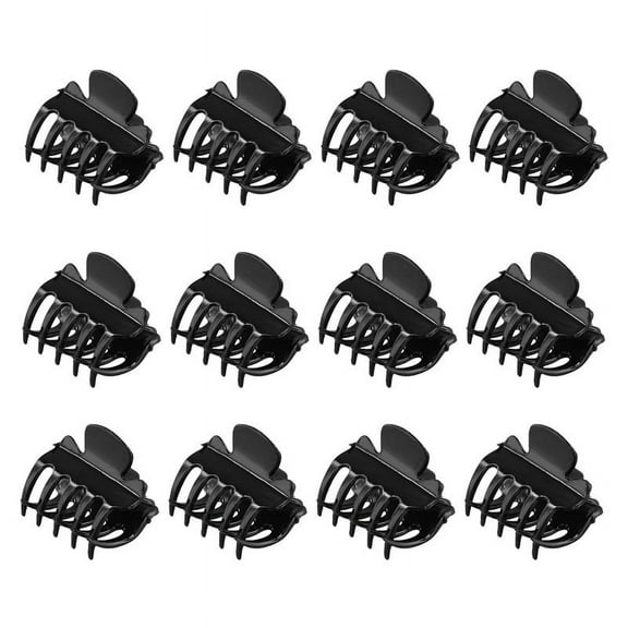 12 Pcs 1.1" Long Black Plastic Mini Hairpin 10 Claws Hair Clip Clamp for Ladies