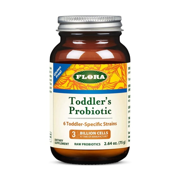 Flora - Toddler's Blend Probiotic, 3 Billion CFU RAW, Six-Infant & Toddler Specific Strains, Lactobacillus, Taste-Free, Dissolves Easy, Aids Constipation and Immunity, 2.64-oz. Powder