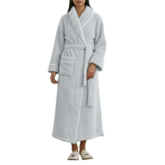 Gaexia Fluffy Bath Robe For Women Winter Kimono Bathrobe Soft Cozy Wear With Deep Pockets Ideal For Spa Relaxation At Home Comfortable Attire For Women