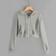 thumbnail image 2 of ZZwxWA Hoodies for Women, Solid Zip Up Hoodies Cropped Tops Teen Girls Cute Crop Jackets Casual Loose Hooded Sweatshirts 2025, 2 of 5