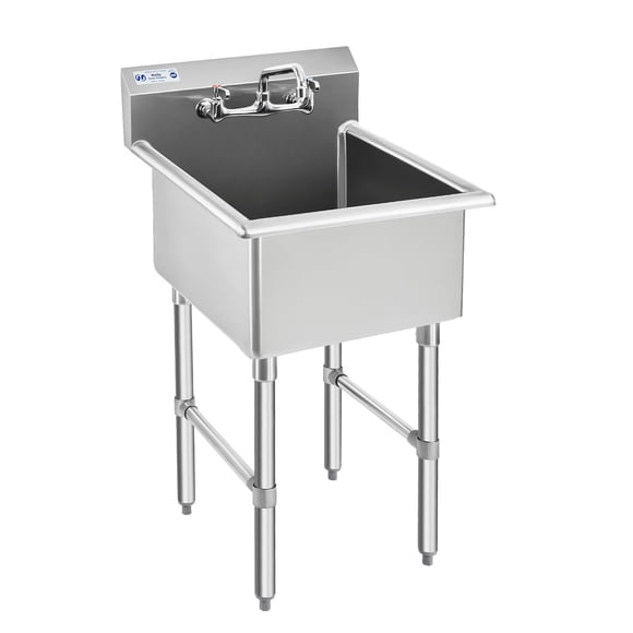 Fregadero HALLY Commercial de acero inoxidable con 1 compartimento, 18 cm de largo x 18 cm de ancho x 30 cm de alto