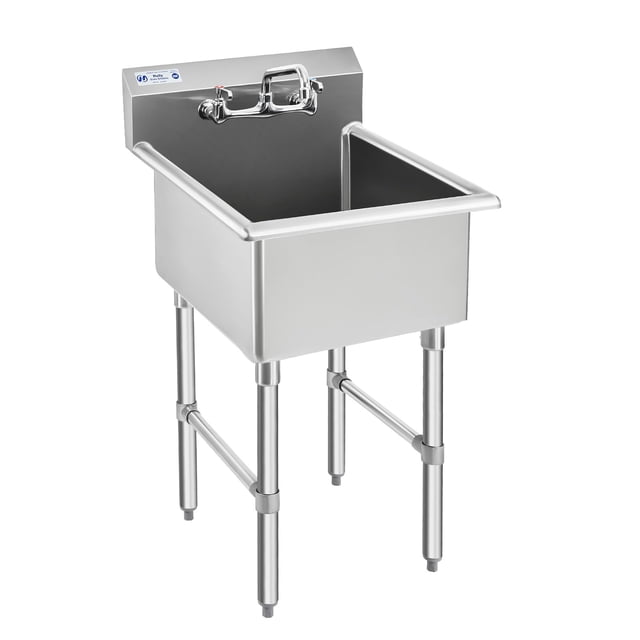 Fregadero HALLY Commercial de acero inoxidable con 1 compartimento, 18 cm de largo x 18 cm de ancho x 30 cm de alto