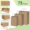 thumbnail image 4 of BagDream 75 Pack Brown Kraft Paper Bags with Handles 5x3x8, 8x4.25x10, 10x5x13 Assorted Sizes Paper Gift Bags for Shopping, Weeding, Birthday, Party Favor, Retail Merchandise Bags, 4 of 9