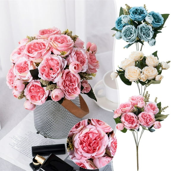 AYktou Artificial Peony Flower Silk Peonies Bouquet,Fake Flowers for Home Home Office Wedding Party Festival Bar Decor