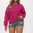 thumbnail image 2 of Atogsazn Women's Oversized Sweatshirt Fleece Casual Long Sleeve Sweatshirt Pullover Crew Neck Tops Blouse Wine XXL Fashion, 2 of 5