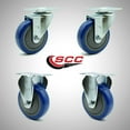 thumbnail image 2 of 4 Inch SS Blue Polyurethane Swivel Top Plate Caster Set with 2 Rigid SCC, 2 of 2