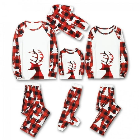 

Matching Family Christmas Pajamas Sets for Photoshoot 2022 Funny Sleepwear Plaid Cute Reindeer Xmas Pjs Nightwear