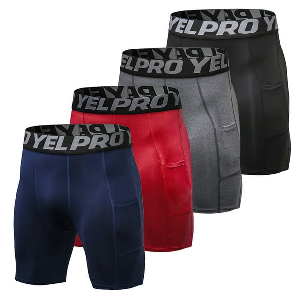 Bermudas 4 paquetes de pantalones cortos de compresión para hombres ropa interior de entrenamiento activo con bolsillo