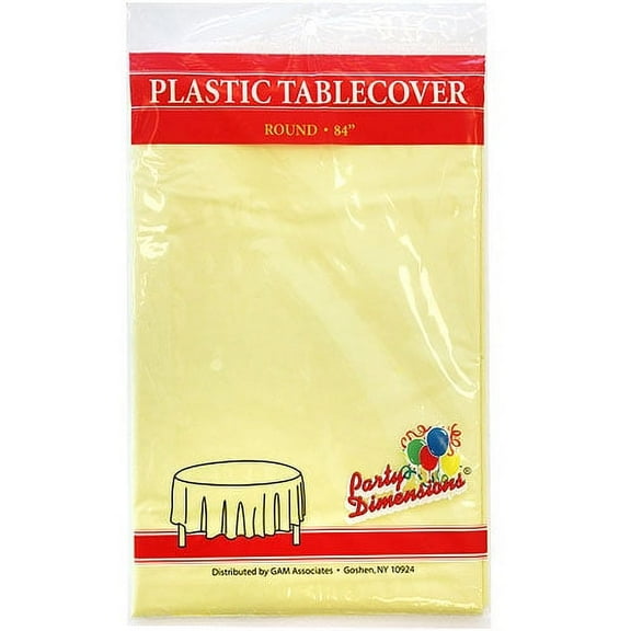 Party Dimensions Yellow  84" Round Plastic Disposable Party Tablecloth