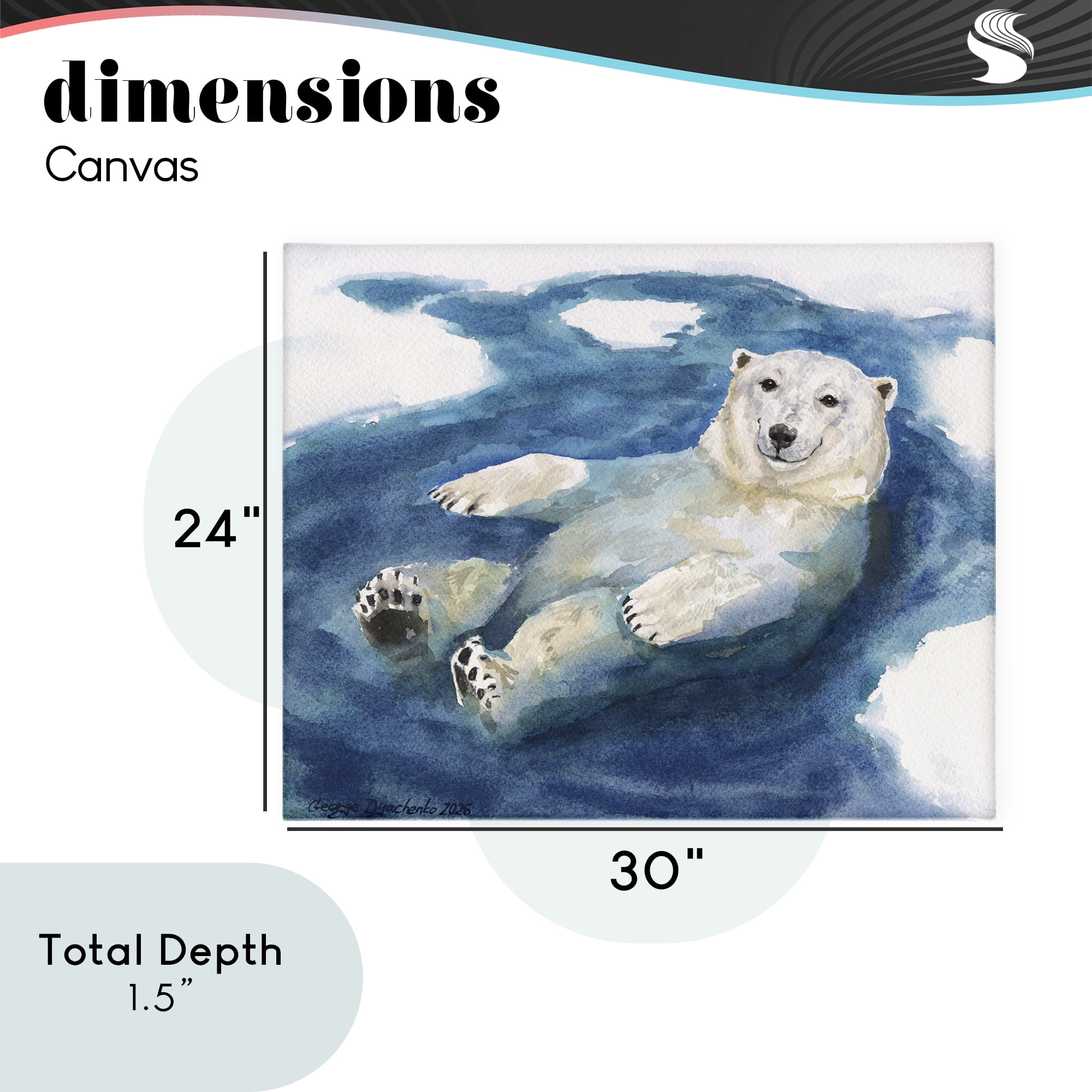 Stupell Industries Polar Bear Icy Bath Time Canvas Wall Art, design by George Dyachenko