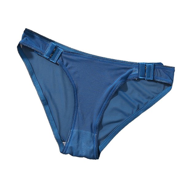 Gibobby Braguita cintura alta Calzoncillos encaje sexy para mujer Calzoncillos gancho malla transparente para mujer Calzoncillos transpirables cintura sin (Azul, L)