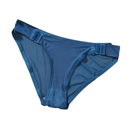 

Entyinea String Thongs for Women Basic Cotton Boyshort Seamless Panties Solid Underwear Blue S