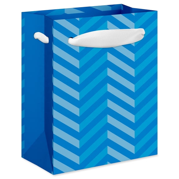 American Greetings Everyday Mini Gift Bag, Blue Chevron (3.75" x 4.5" x 2") 1-Count