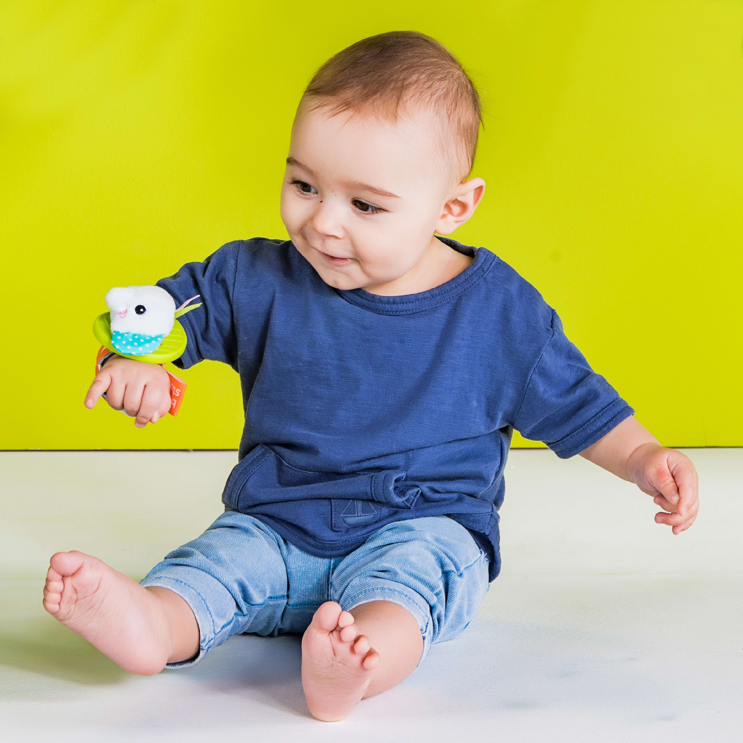 Bright Starts Rattle & Teethe BPA-free Baby Wrist Pals Toy - Monkey & Elephant, Ages Newborn+ - image 4 of 5