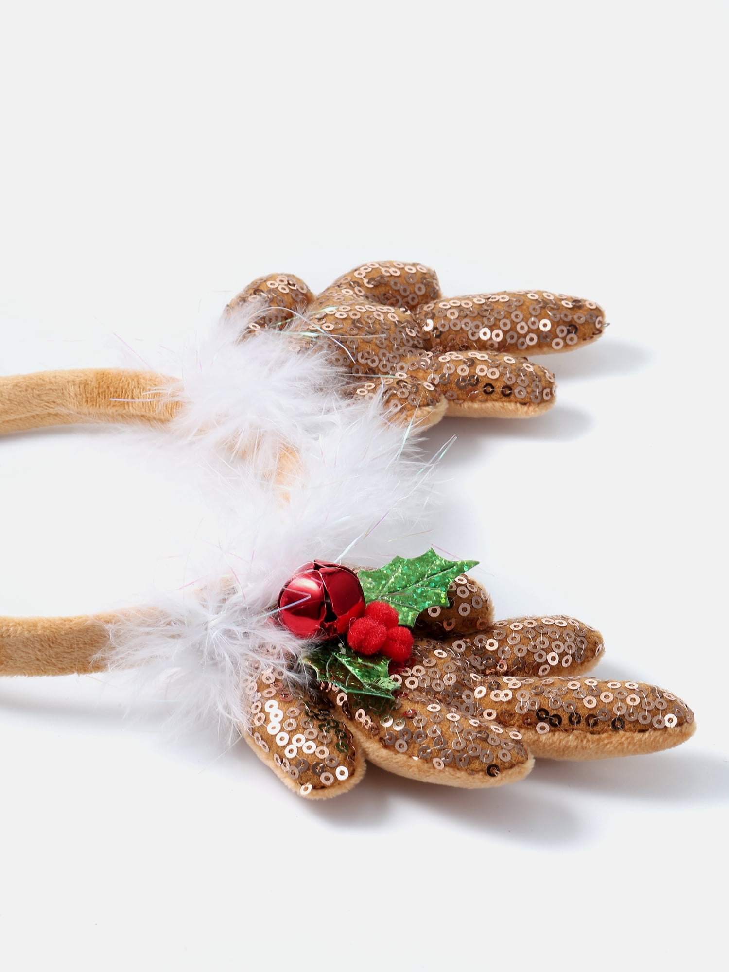 Way to Celebrate Women's Fuzzy Holly Reindeer Antler Headband, Brown, 1 Piece, One Size Fits Most