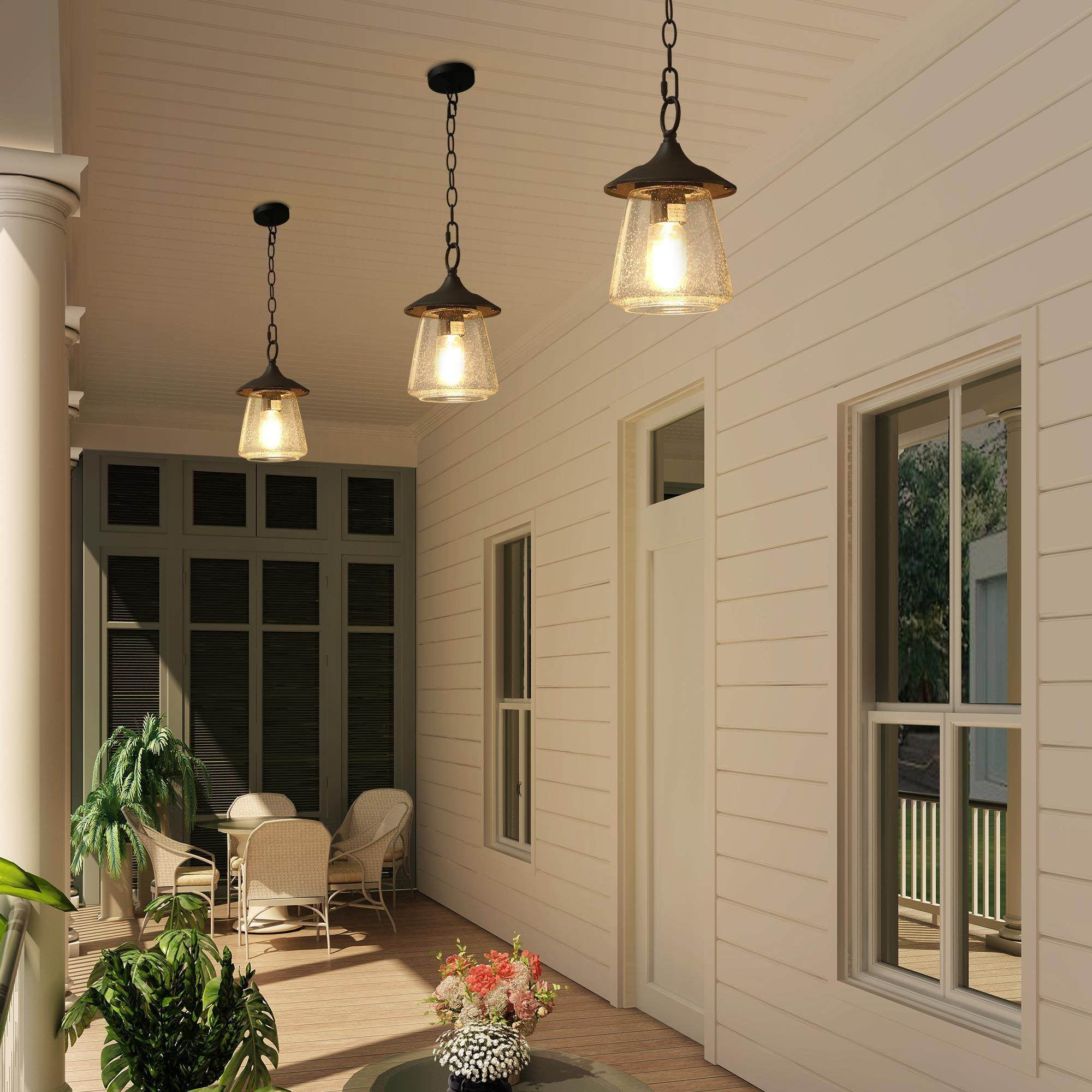 LNC Black Outdoor Hanging Light Mini 1-Light Farmhouse Hanging